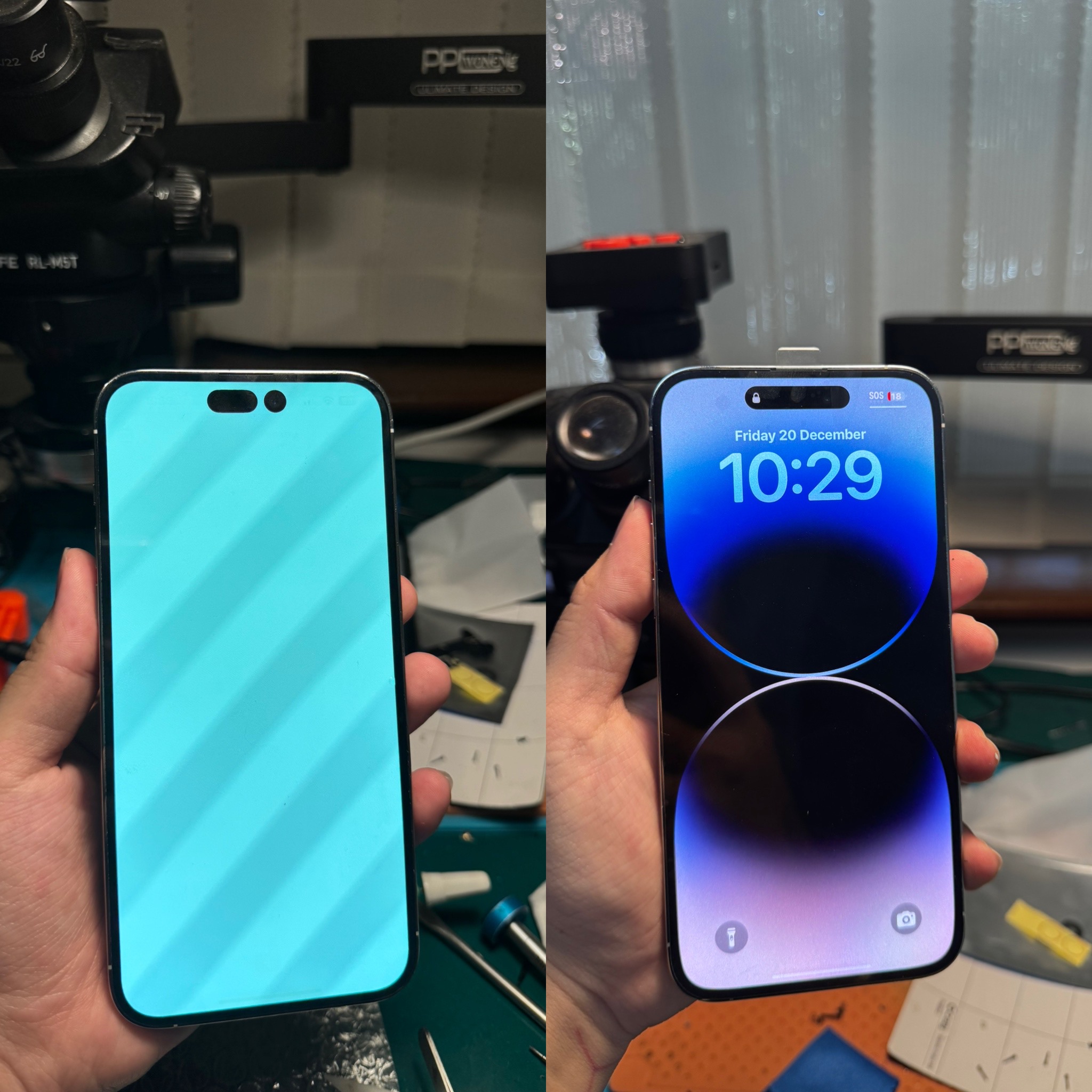 Phone display repair work by V Tech Express